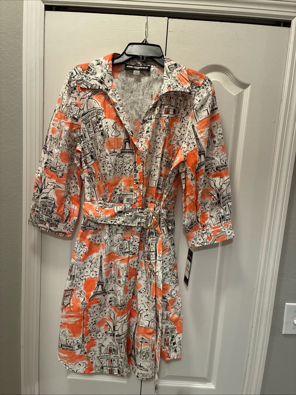 Karl lagerfeld ladies button up belted dress size 12